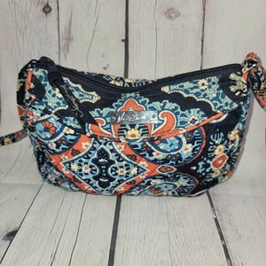 Vera Bradley Multicolored Fabric Crossbody Purse  Navy Blue/Orange/White Paisley